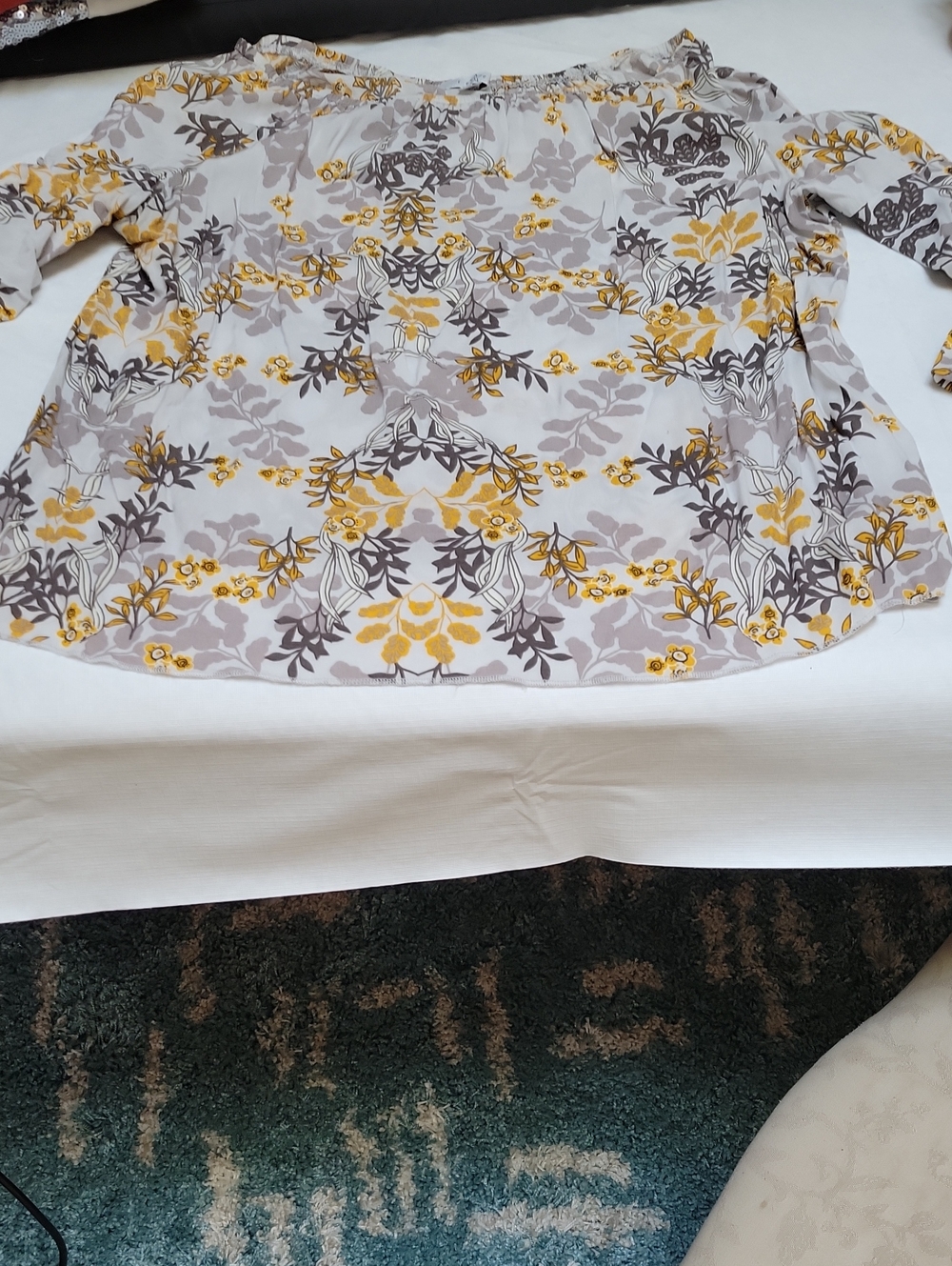 Fever Off-Shoulder Floral Top - Yellow & Gray